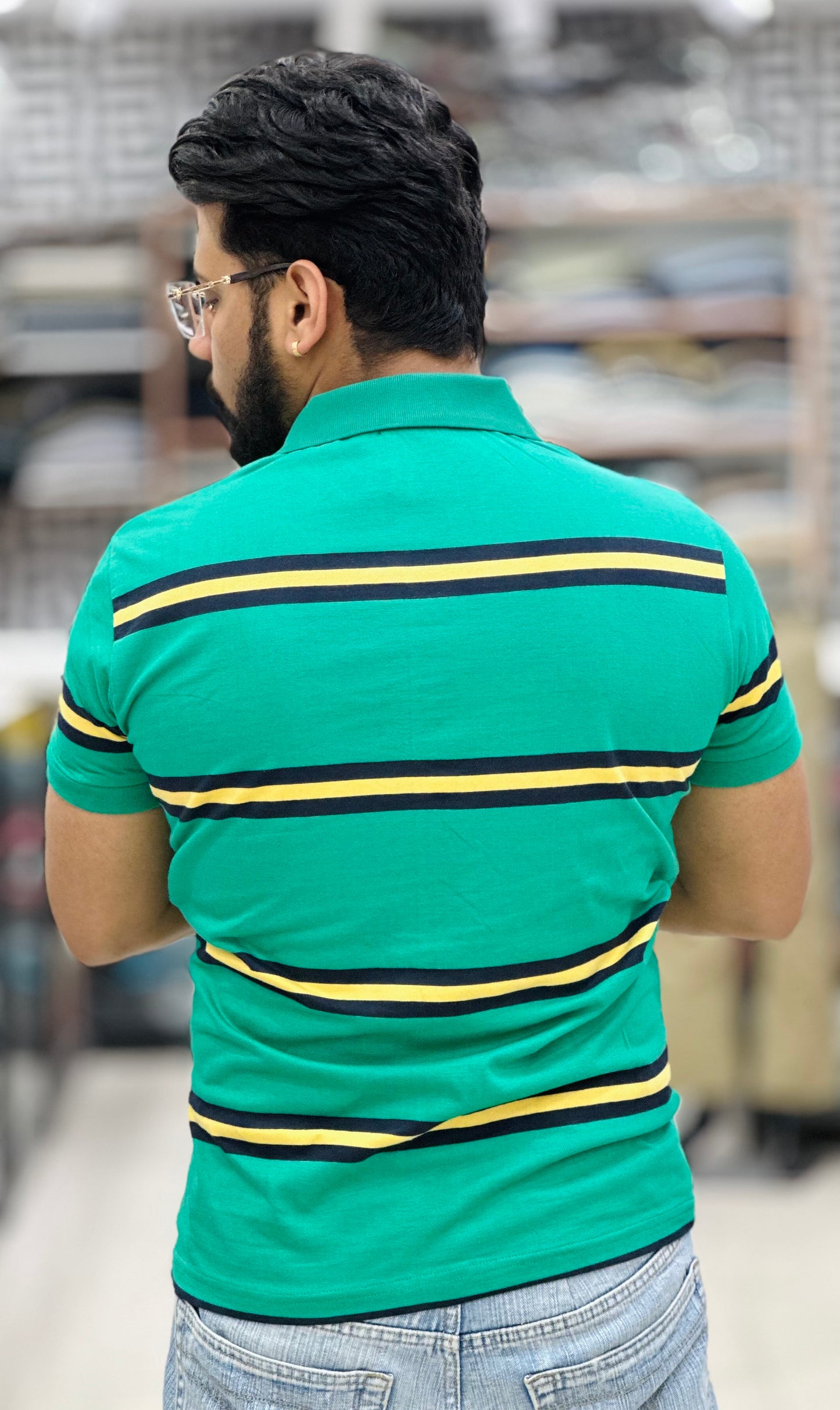 Collar Tee with Stripes