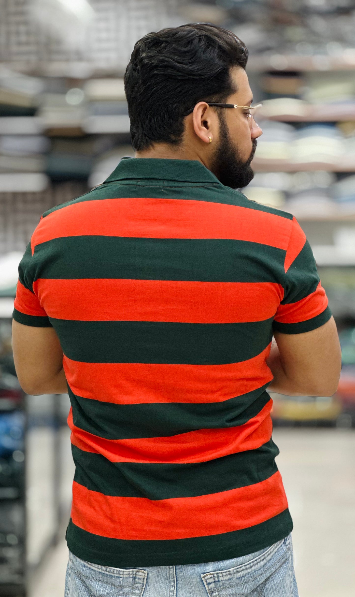 Collar Tee with Stripes