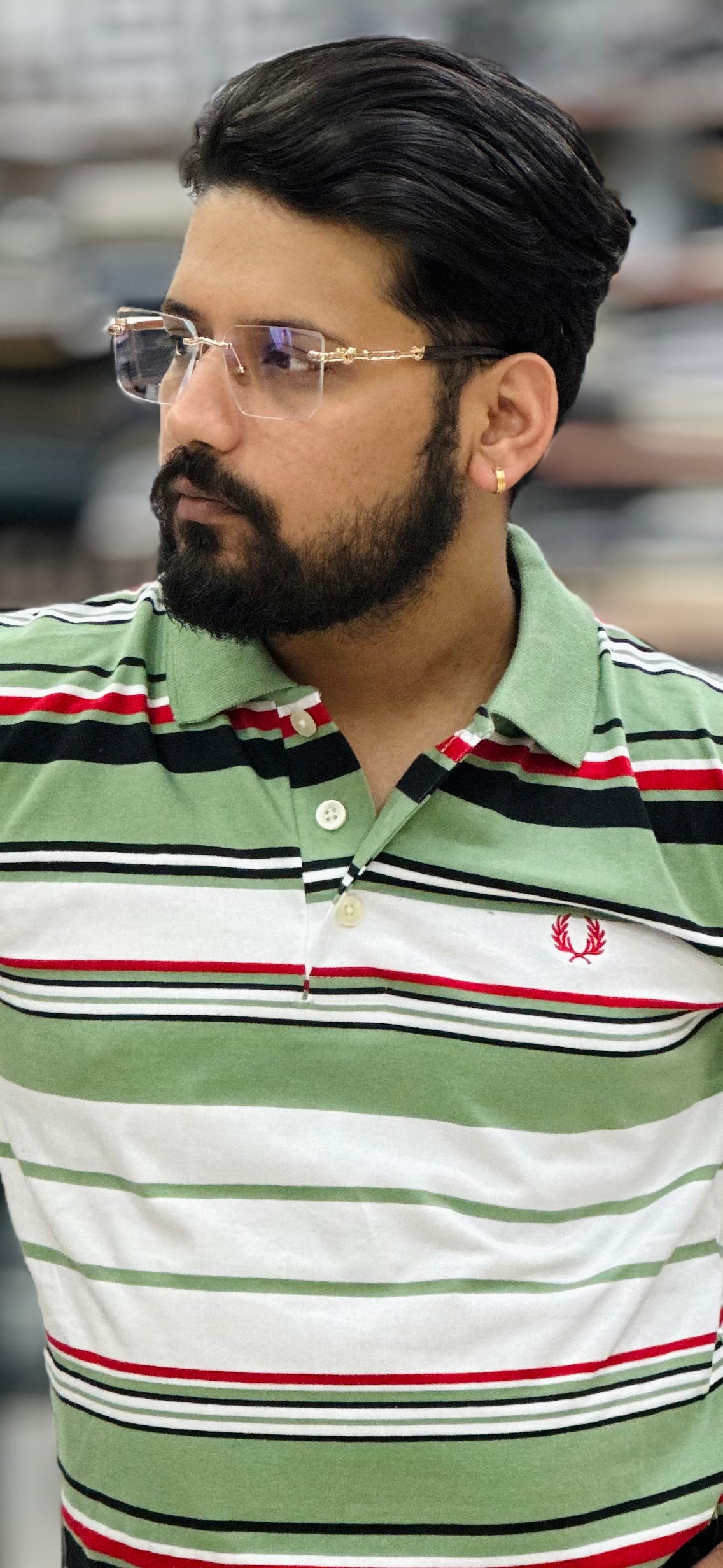 Collar Tee with Stripes