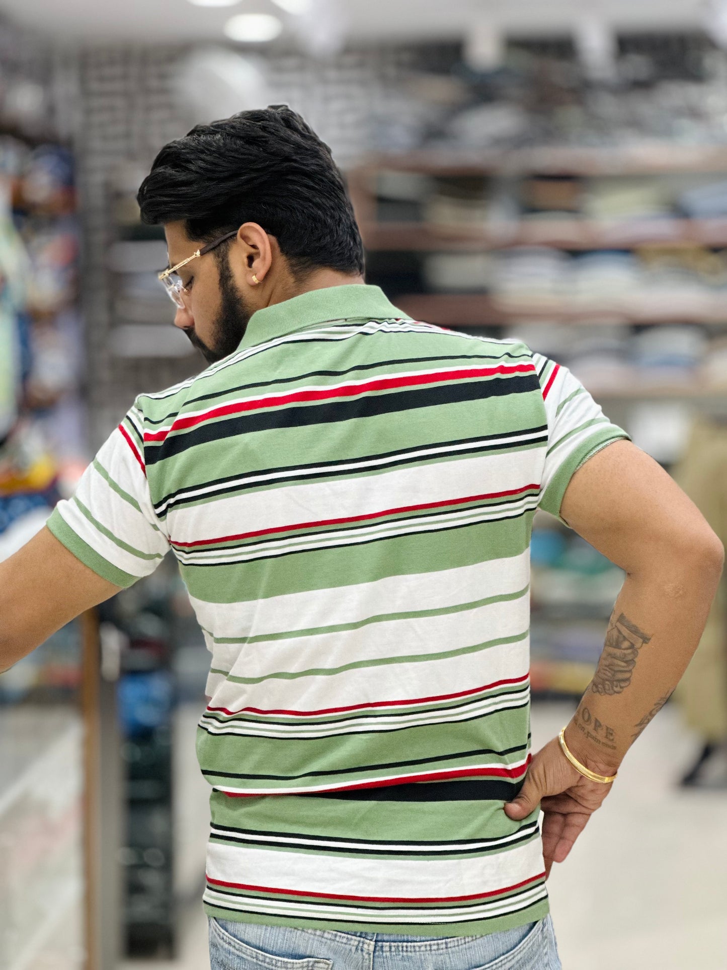 Collar Tee with Stripes