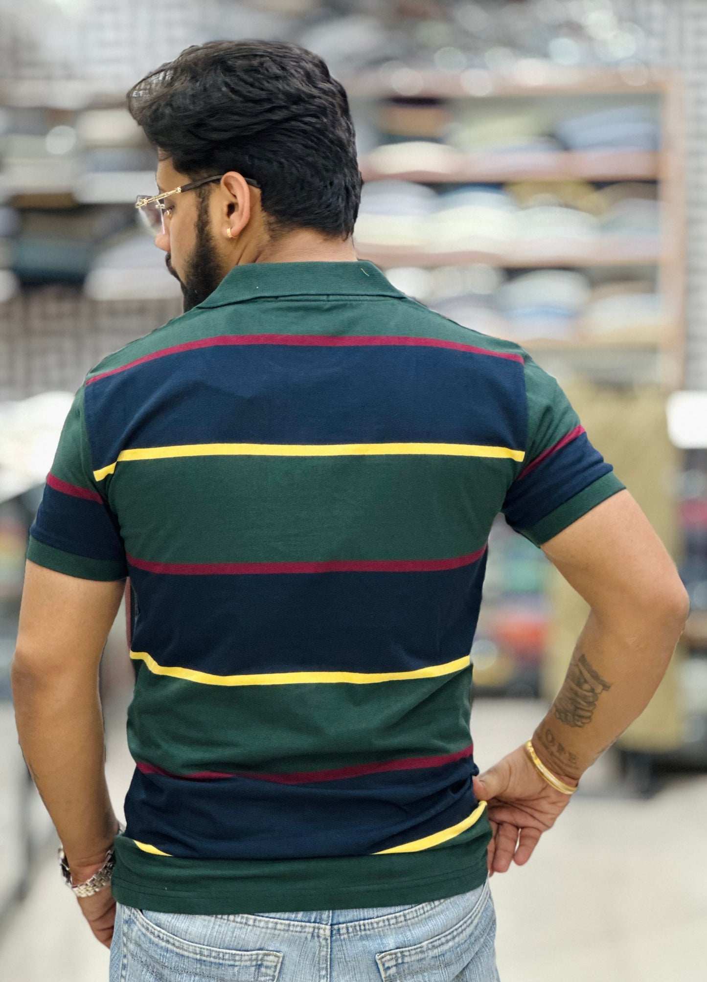 Collar Tee with Stripes