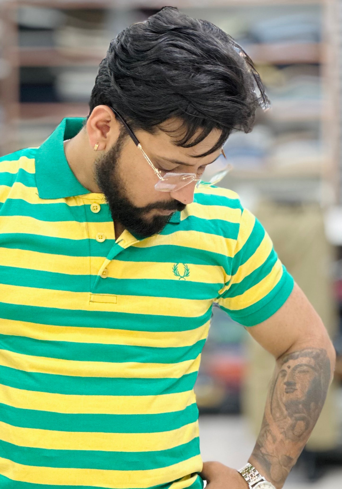 Collar Tee with Stripes