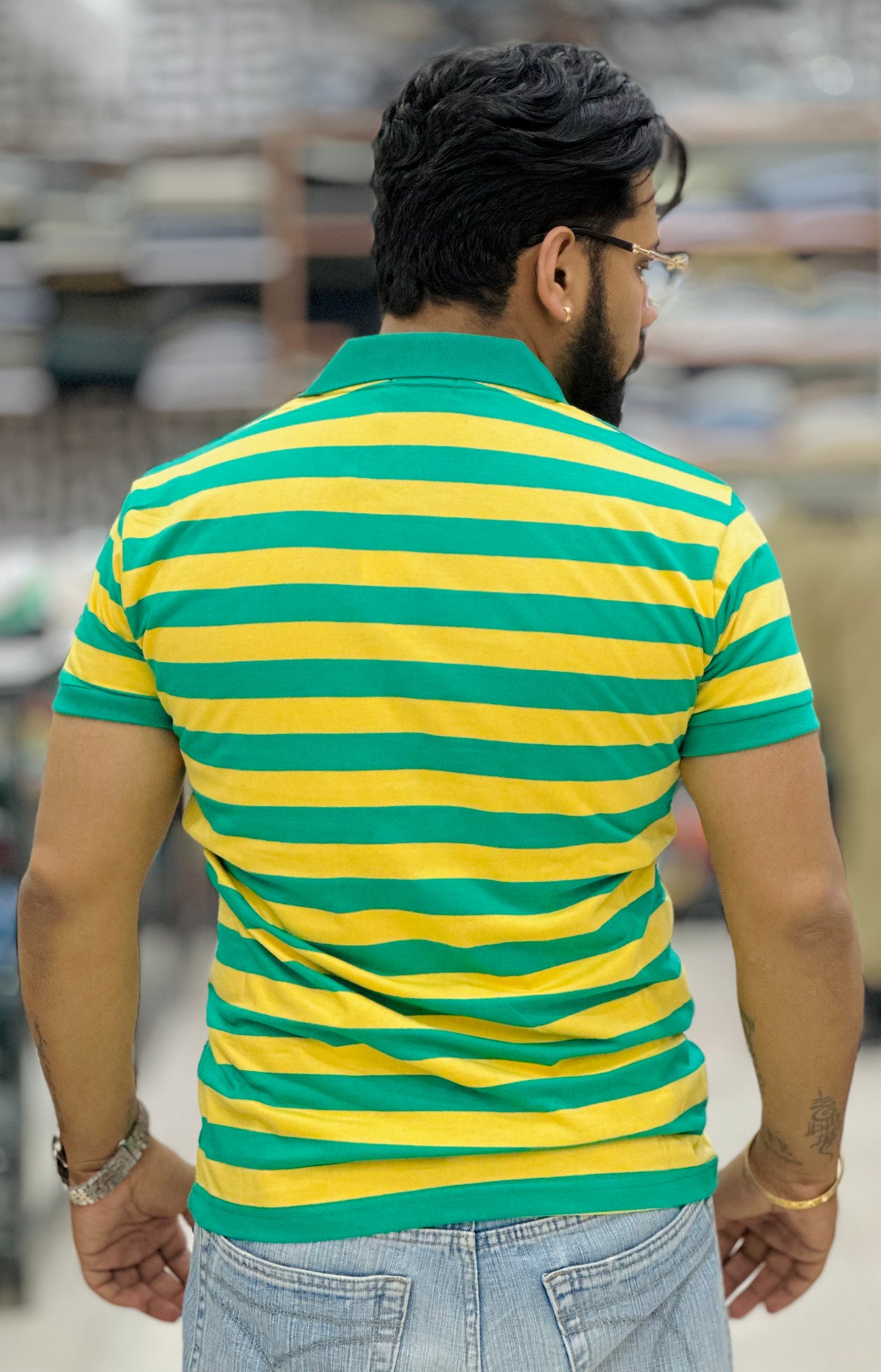 Collar Tee with Stripes