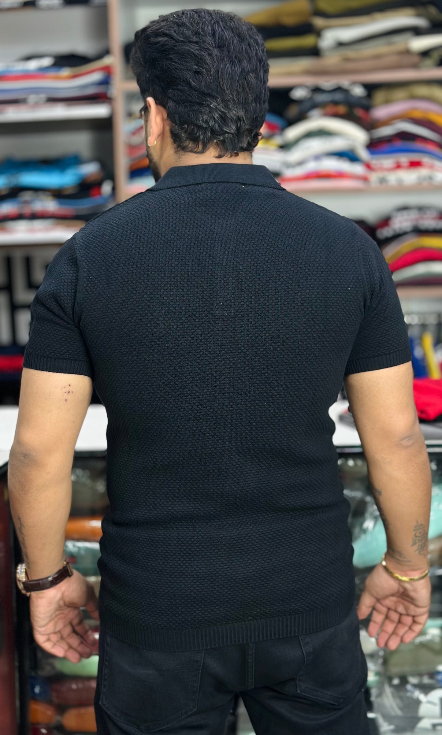 Knitted collar tee
