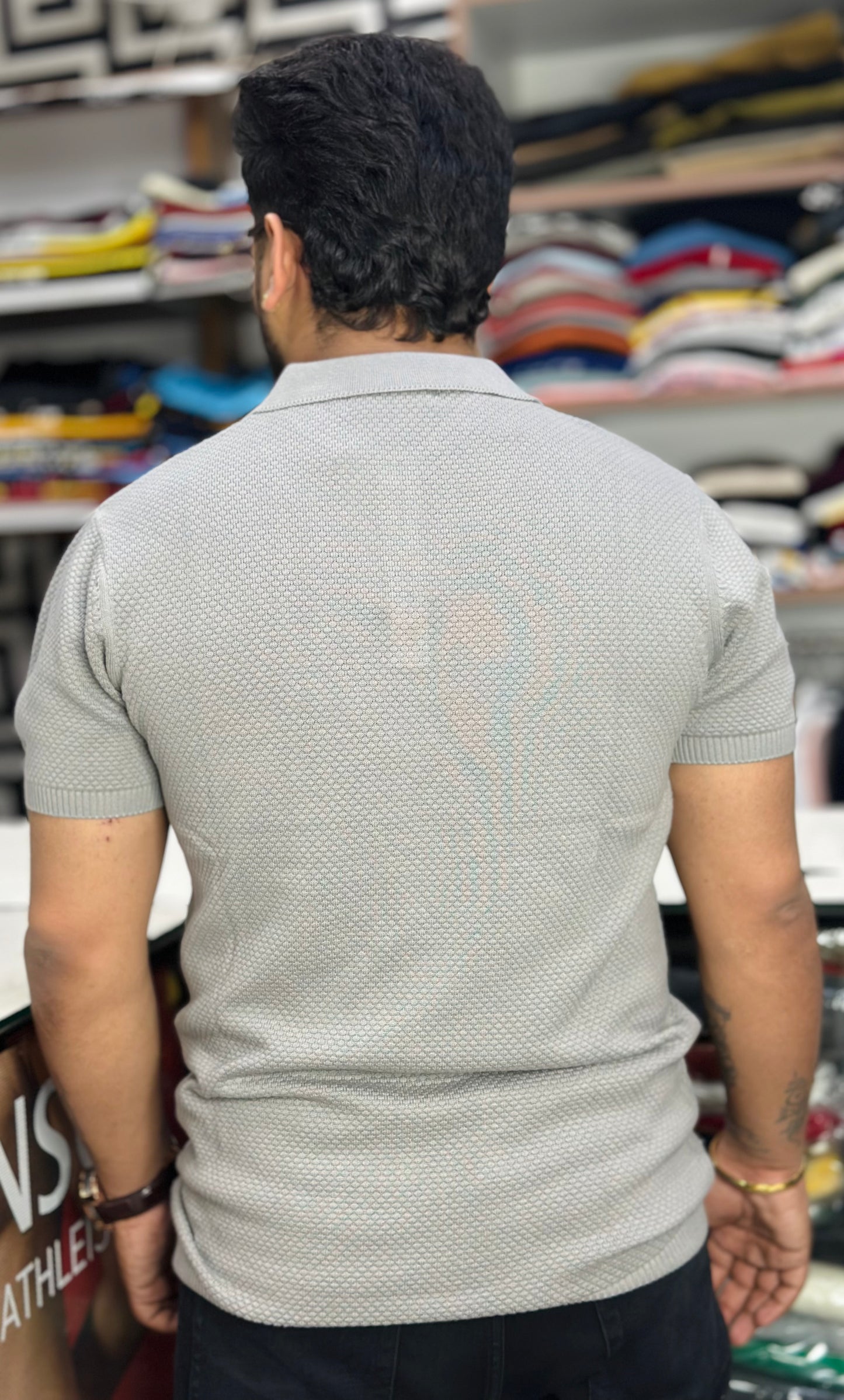 Knitted collar tee