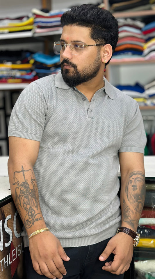 Knitted collar tee