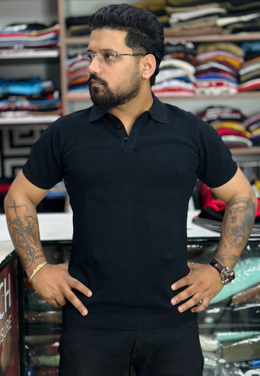 Knitted collar tee