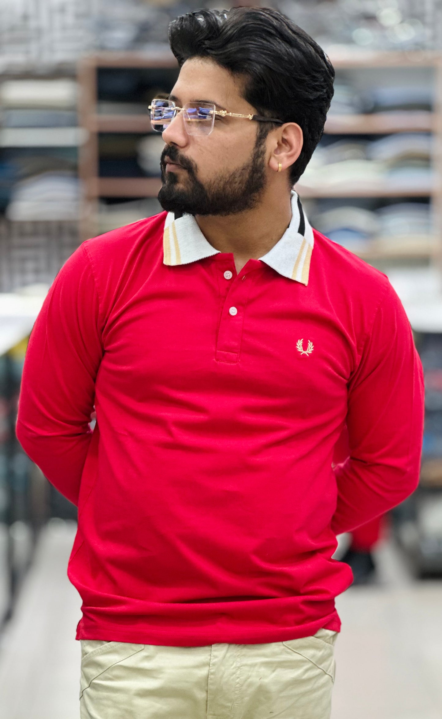 Premium collar tee Full sleeves article Cotton lycra fabric
