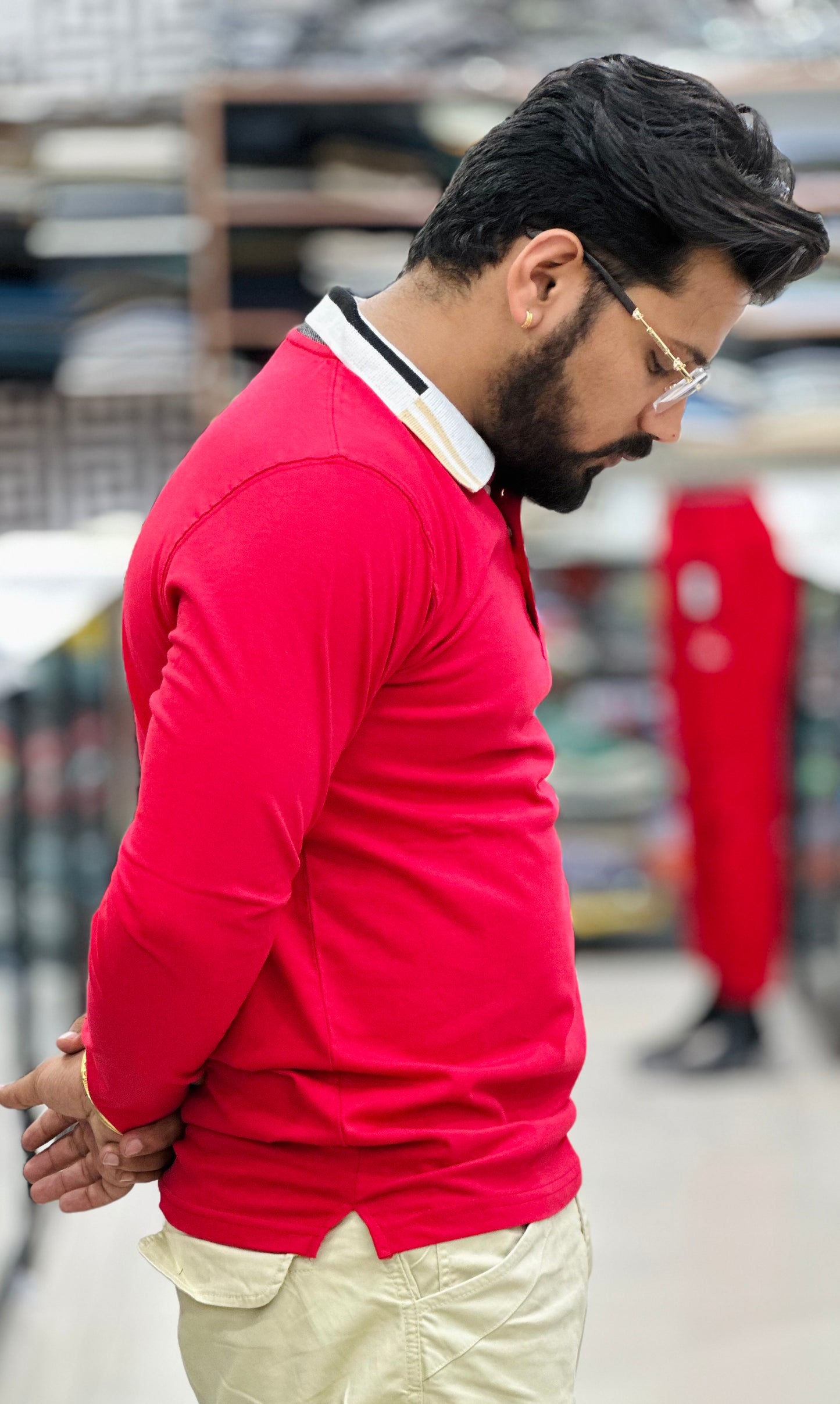 Premium collar tee Full sleeves article Cotton lycra fabric