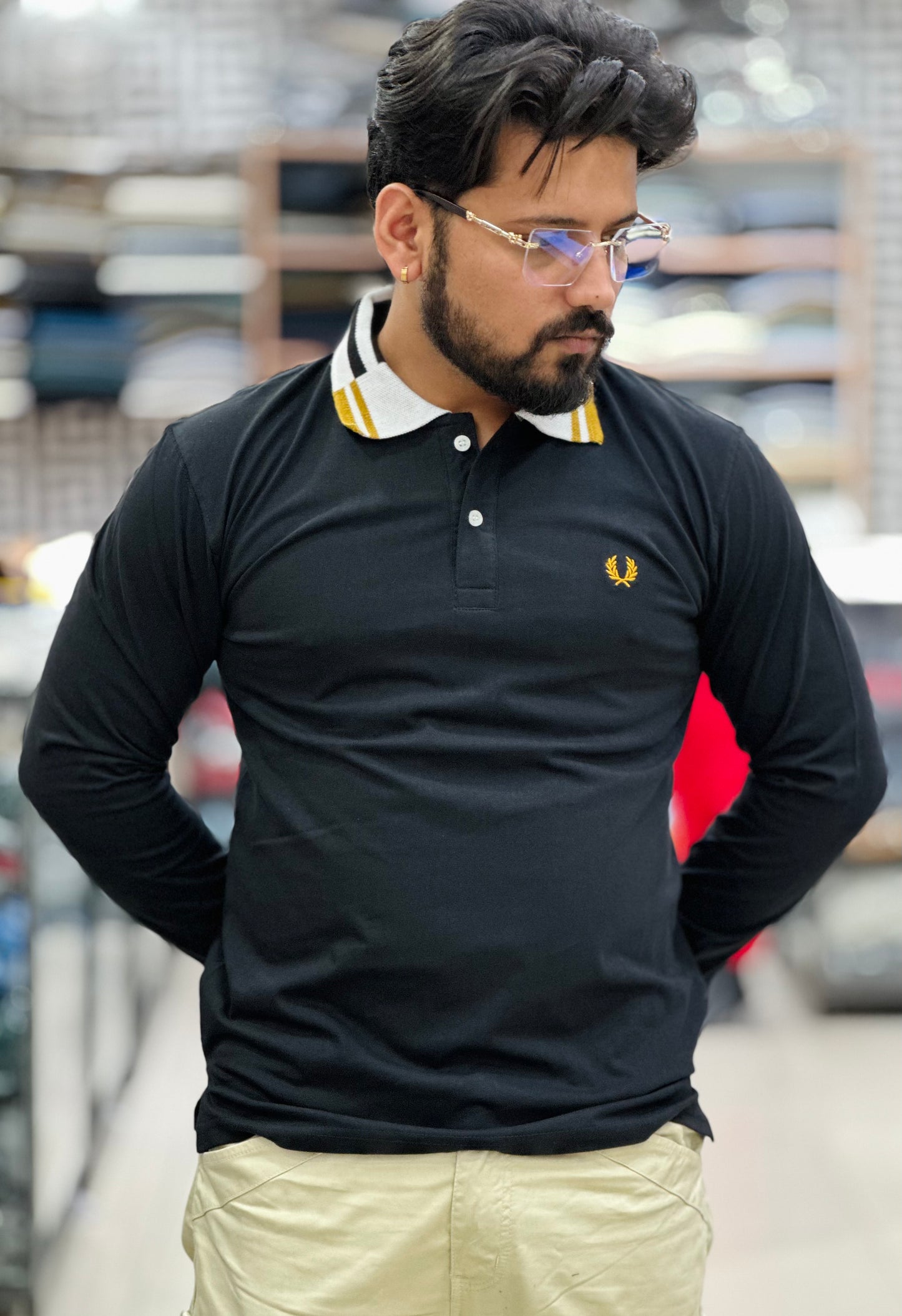 Premium collar tee Full sleeves article Cotton lycra fabric