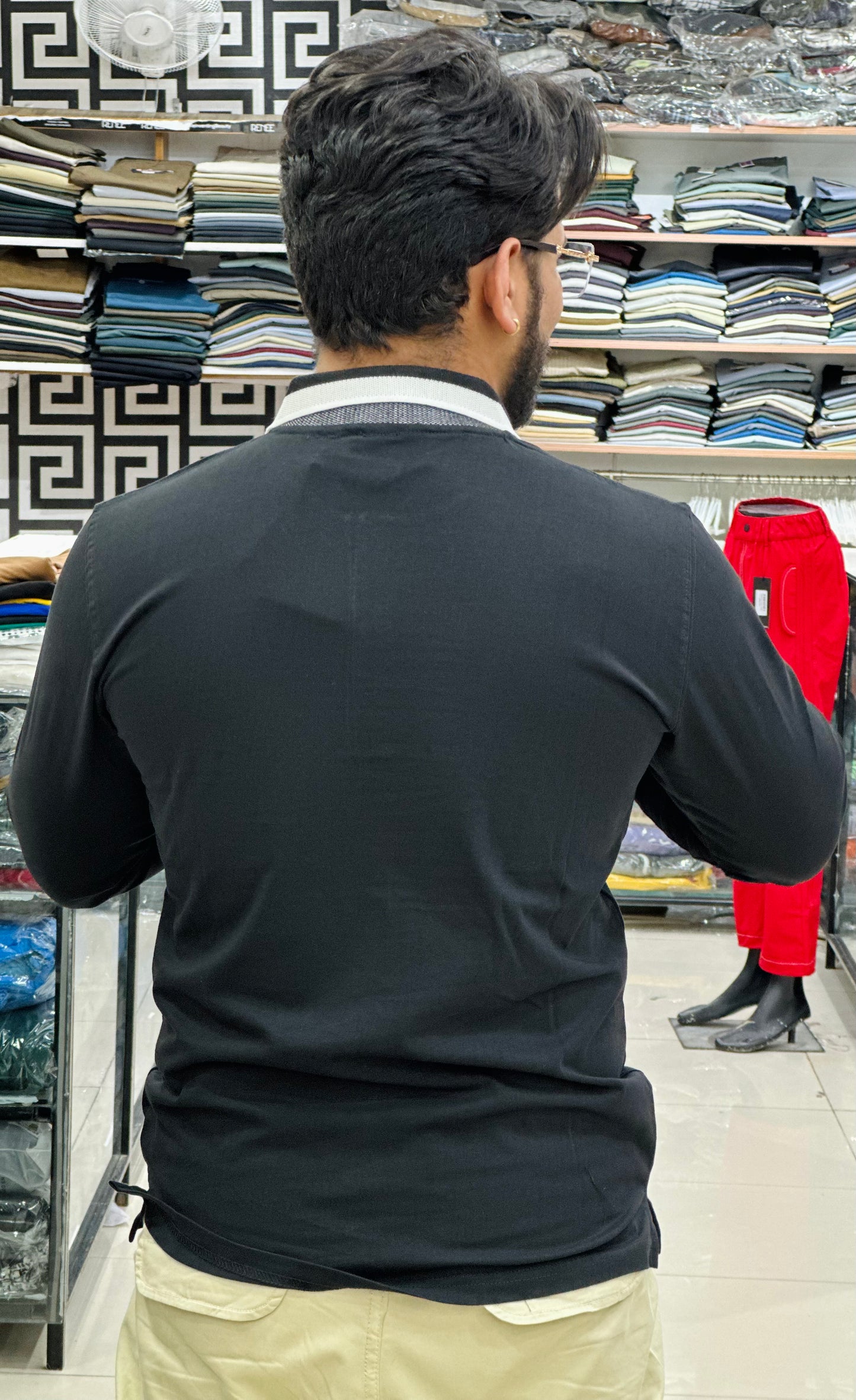 Premium collar tee Full sleeves article Cotton lycra fabric
