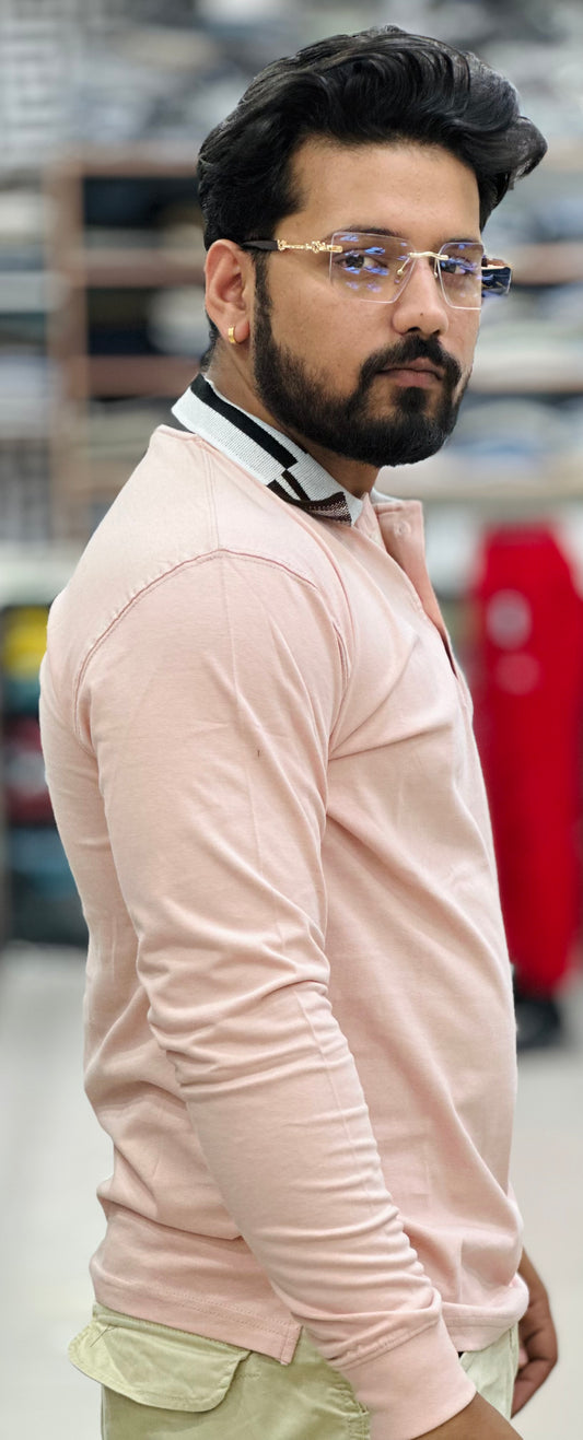 Premium collar tee Full sleeves article Cotton lycra fabric