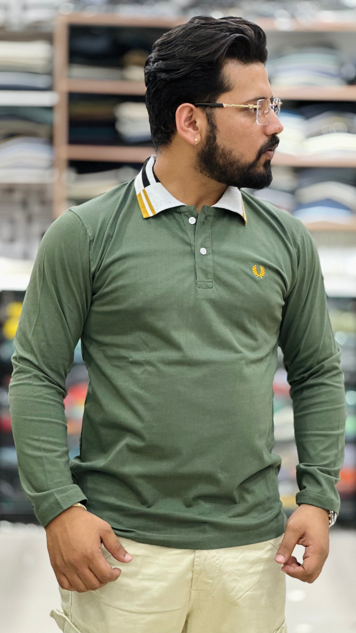 Premium collar tee Full sleeves article Cotton lycra fabric