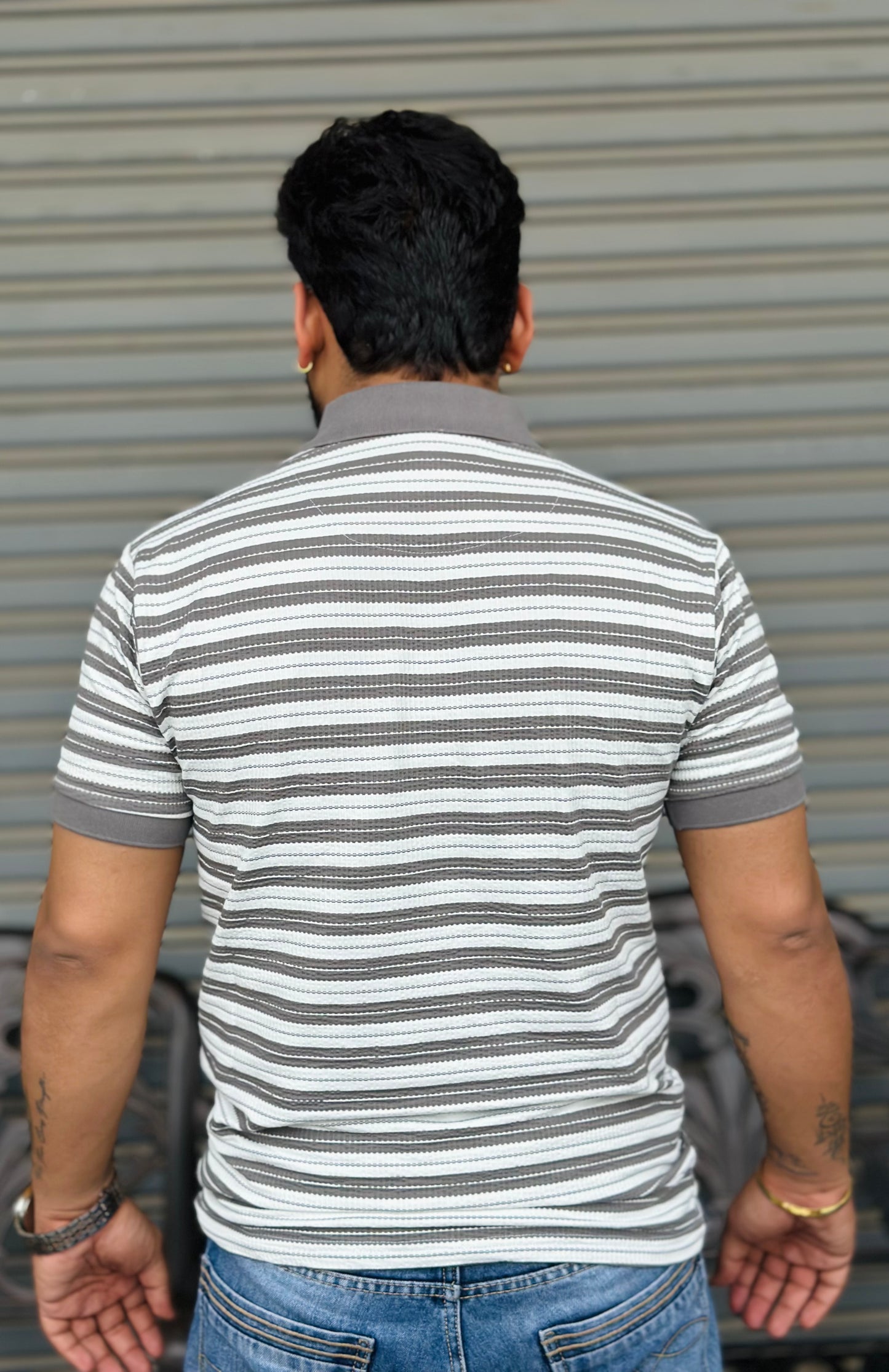 Horizontal Striped Collar Tee