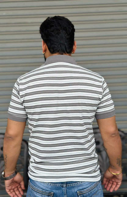 Horizontal Striped Collar Tee