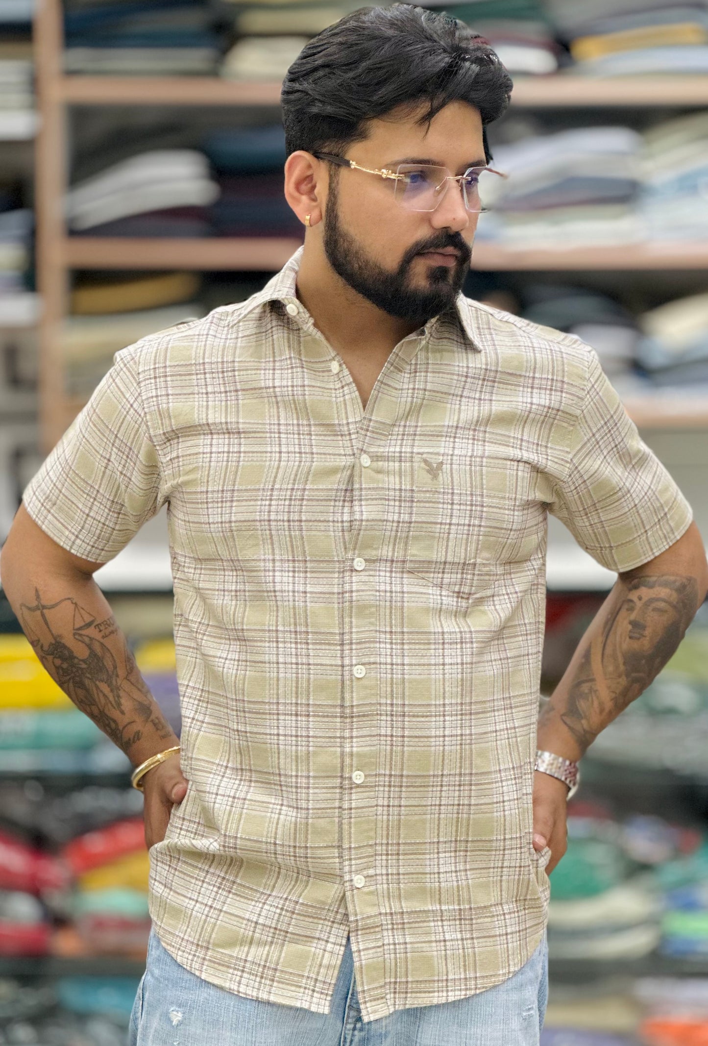 Knitting Check Shirt
