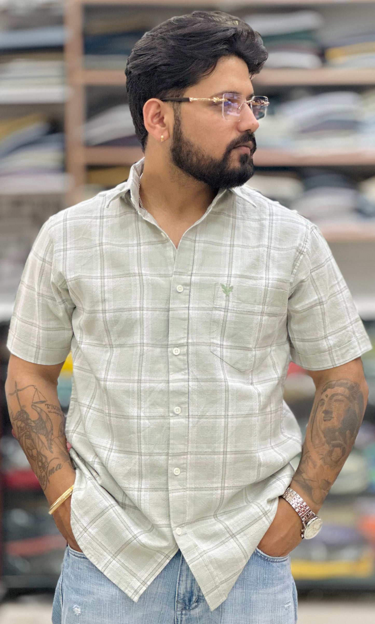 Knitting Check Shirt
