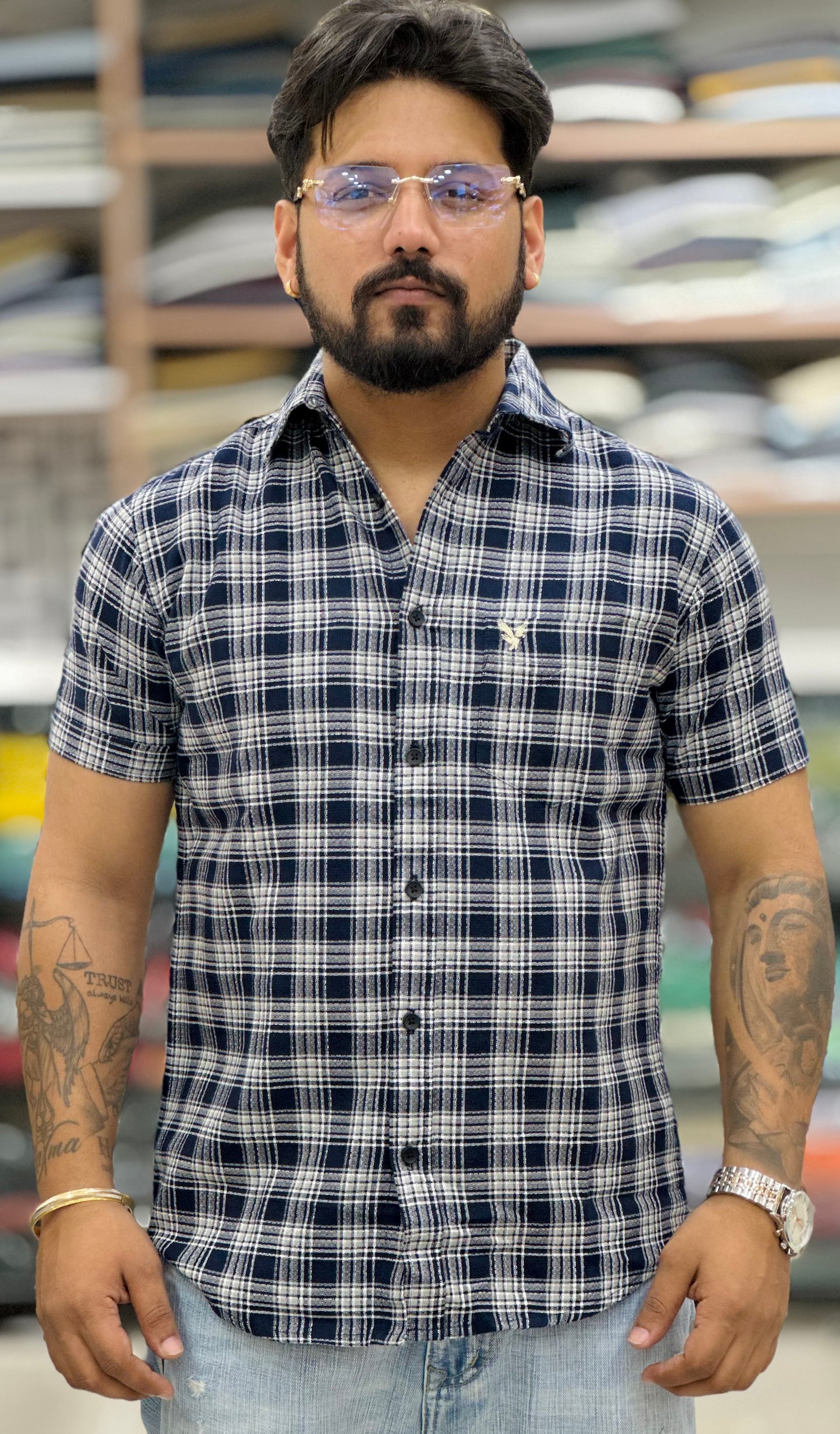 Knitting Check Shirt