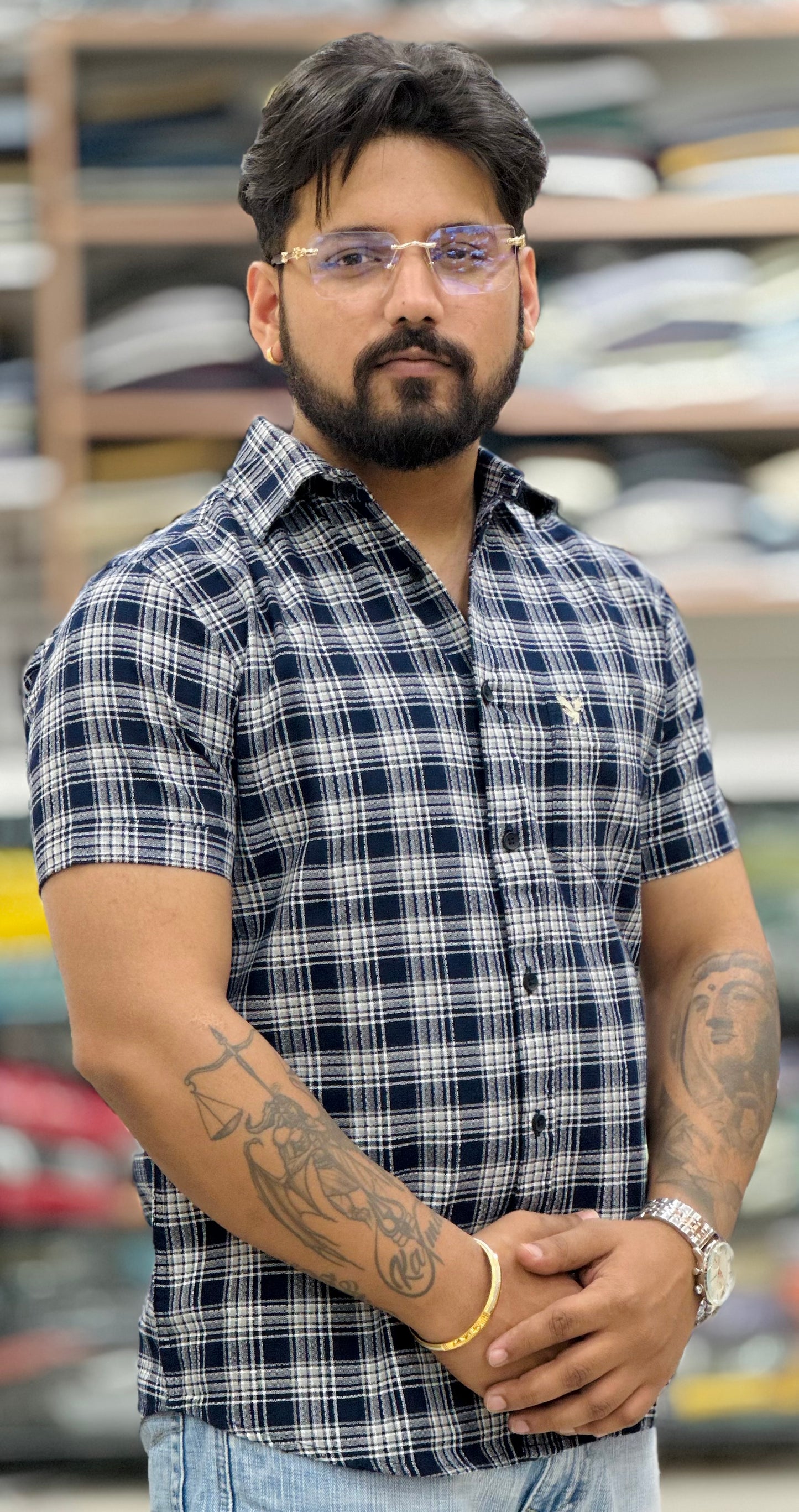 Knitting Check Shirt
