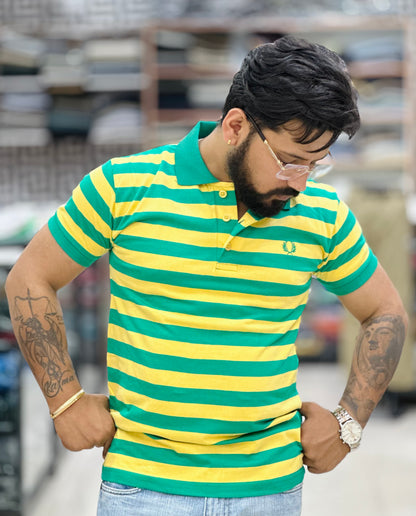 Collar Tee with Stripes